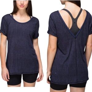Lululemon Trikonasana Tee Burlap Texture Burnout Cadet Blue / Cadet Blue